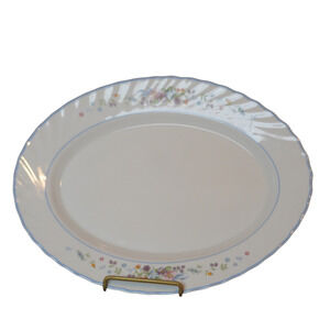 Arcopal France Victoria Oval Serving Platter 13" Opal Glass Floral Vintage 1990s